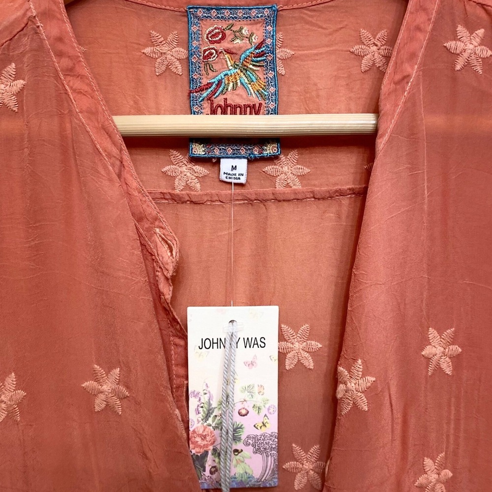 Johnny Was Malin Tank Burnt Orange Embroidered Lace Tassel Top C15721-2 Womens M - Picture 4 of 9